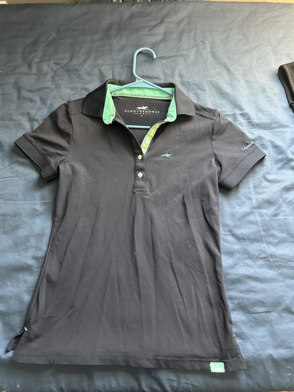 schockemöhle sports Equestrian Women's Black Polo with Mint Trim